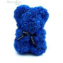 Αρκουδάκι Από Τεχνητά Τριαντάφυλλα  Rose Bear Μπλε 